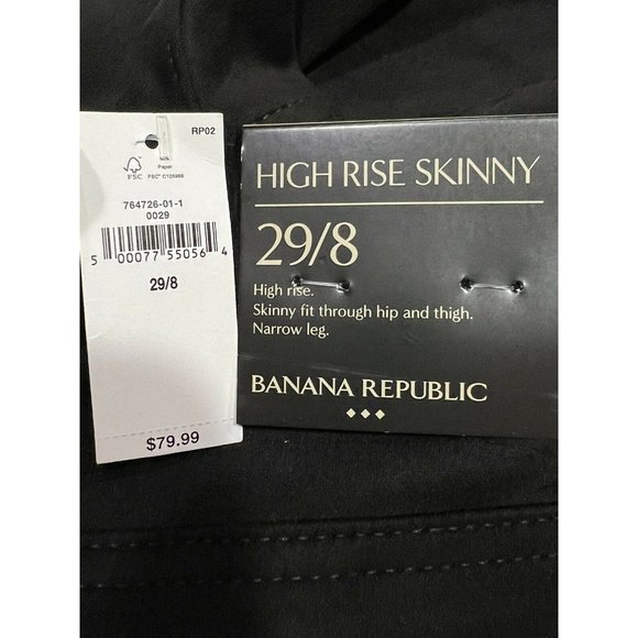 NWT BANANA REPUBLIC High Rise Skinny Pants Sz 8 Black Faux Suede #764726 - Picture 3 of 5